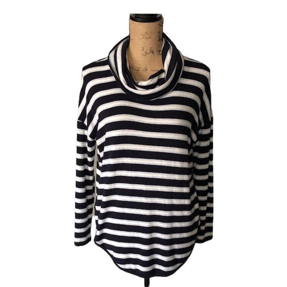 Lou & Grey blue and white striped cowl neck top - Picture 1 of 7